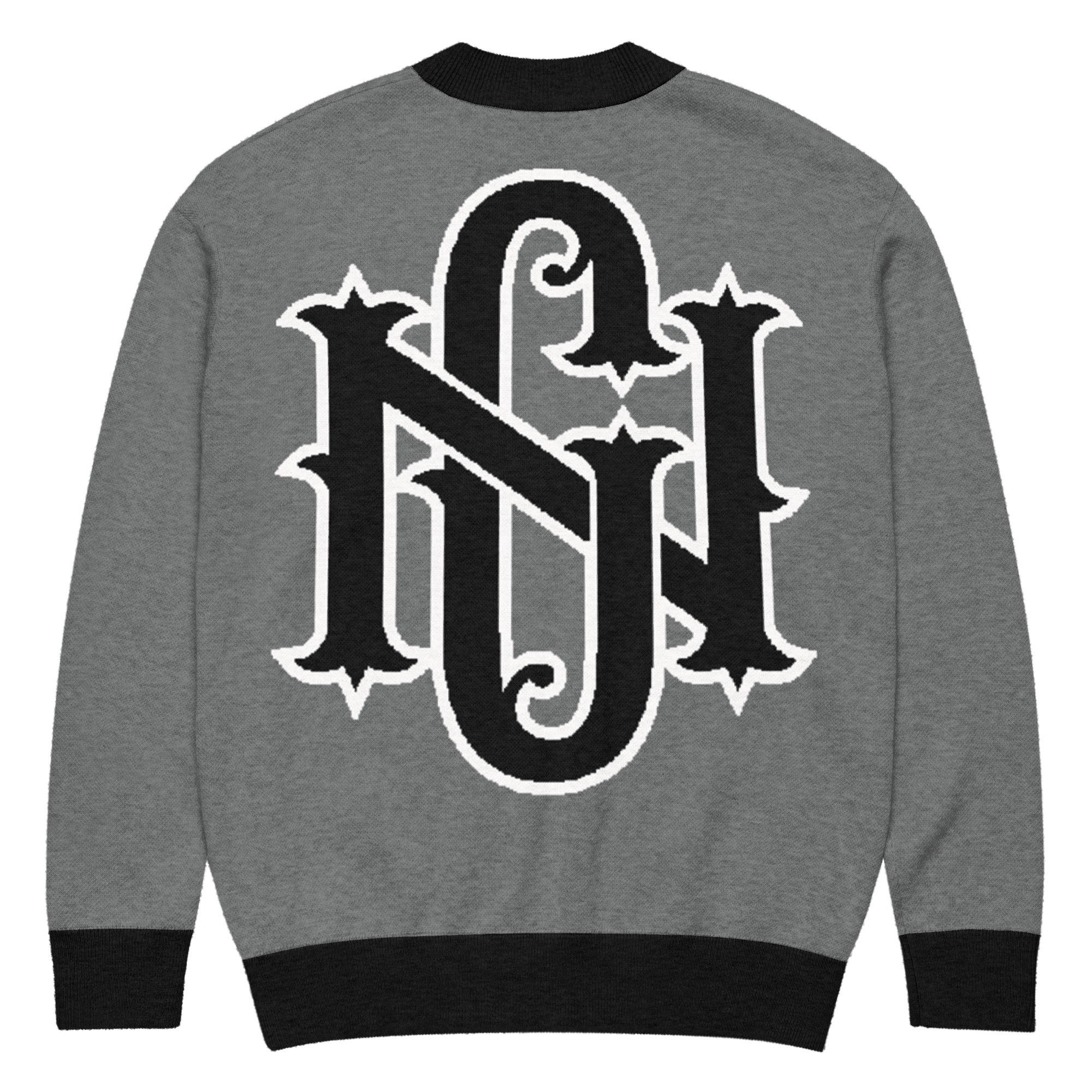 NC Monogram Knitted Cardigan - Grey/Black